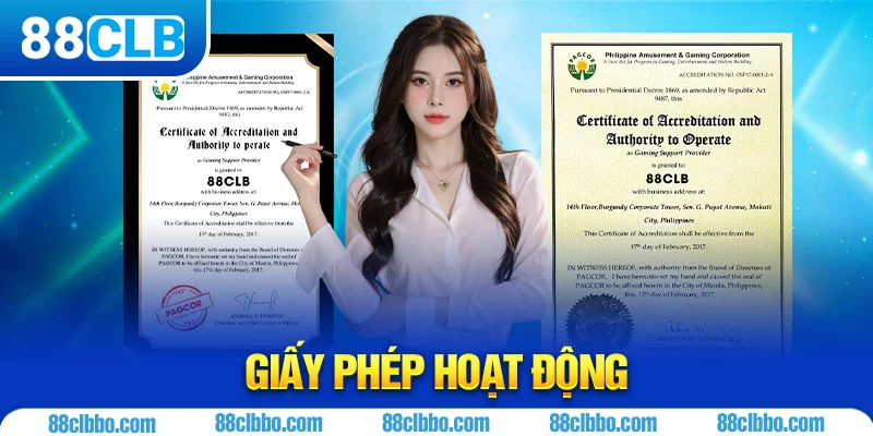 Giấy phép hoạt động của 88CLB